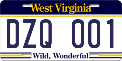 WV license plate DZQ001