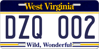 WV license plate DZQ002