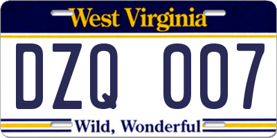 WV license plate DZQ007