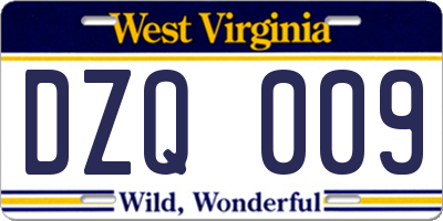 WV license plate DZQ009