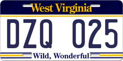 WV license plate DZQ025