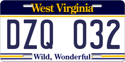 WV license plate DZQ032