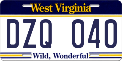WV license plate DZQ040