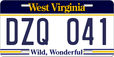 WV license plate DZQ041