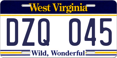WV license plate DZQ045
