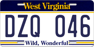 WV license plate DZQ046