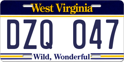 WV license plate DZQ047