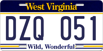 WV license plate DZQ051