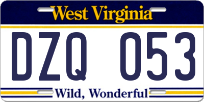 WV license plate DZQ053