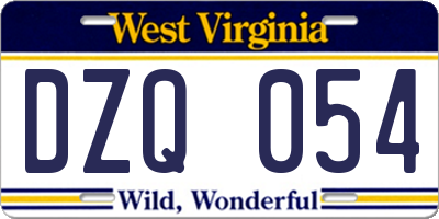 WV license plate DZQ054