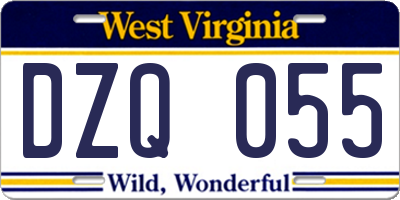 WV license plate DZQ055