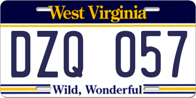 WV license plate DZQ057