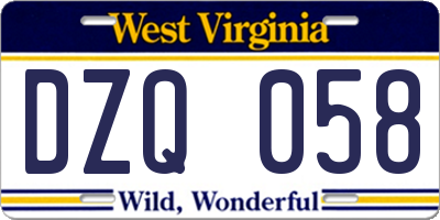 WV license plate DZQ058