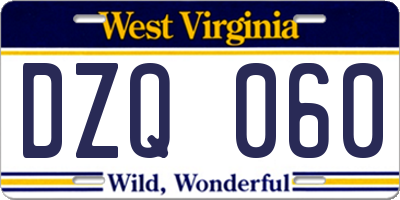 WV license plate DZQ060