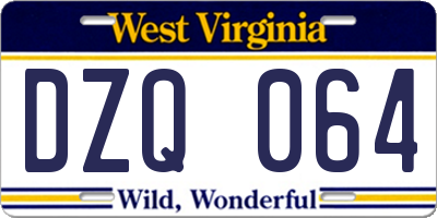 WV license plate DZQ064