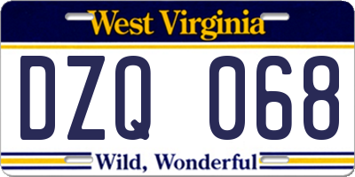 WV license plate DZQ068