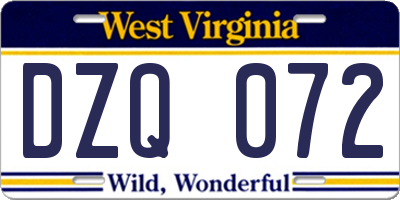 WV license plate DZQ072