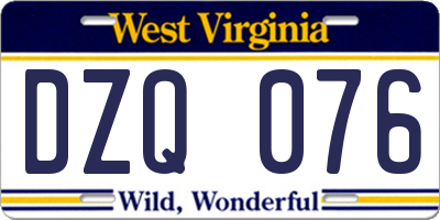 WV license plate DZQ076
