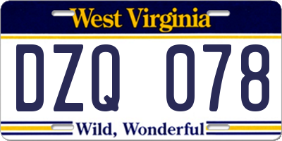 WV license plate DZQ078