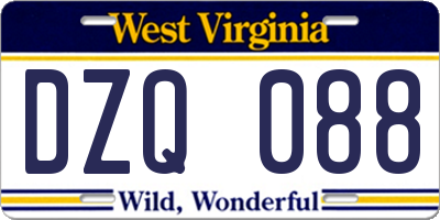 WV license plate DZQ088
