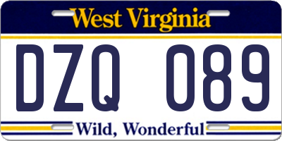 WV license plate DZQ089