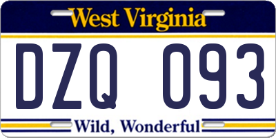 WV license plate DZQ093