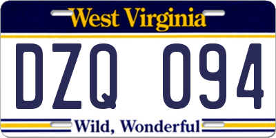 WV license plate DZQ094