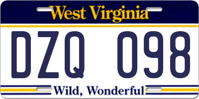 WV license plate DZQ098