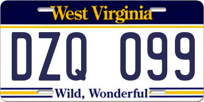 WV license plate DZQ099