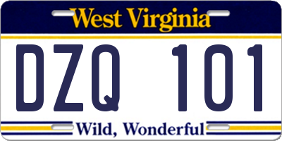 WV license plate DZQ101