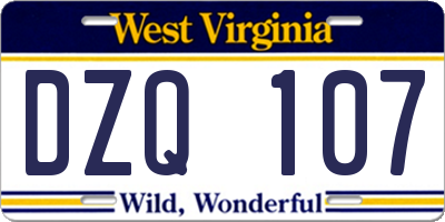 WV license plate DZQ107