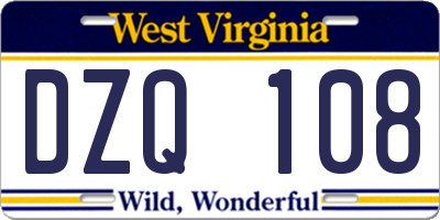 WV license plate DZQ108
