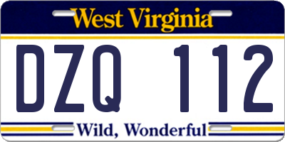 WV license plate DZQ112