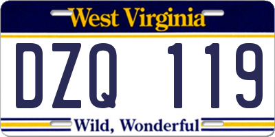 WV license plate DZQ119