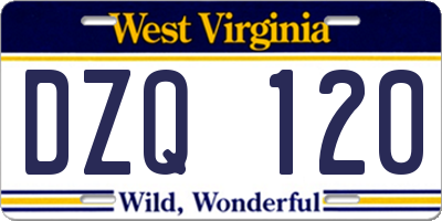 WV license plate DZQ120
