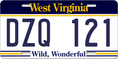 WV license plate DZQ121
