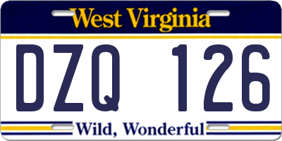 WV license plate DZQ126