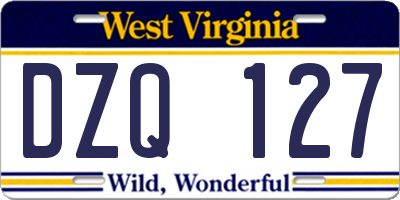 WV license plate DZQ127