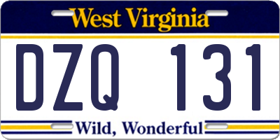WV license plate DZQ131