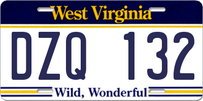 WV license plate DZQ132