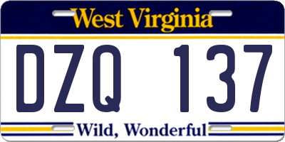 WV license plate DZQ137