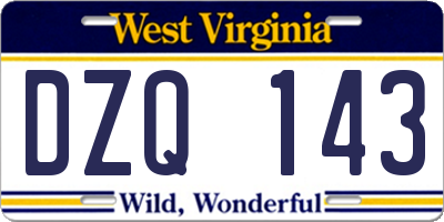 WV license plate DZQ143