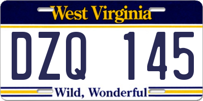 WV license plate DZQ145