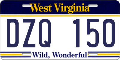 WV license plate DZQ150
