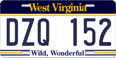 WV license plate DZQ152