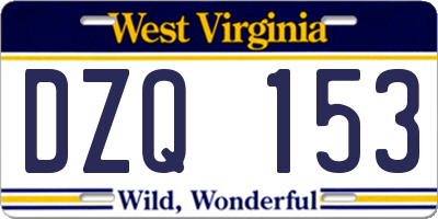 WV license plate DZQ153