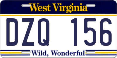 WV license plate DZQ156