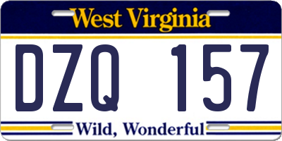 WV license plate DZQ157