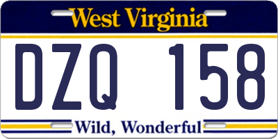 WV license plate DZQ158