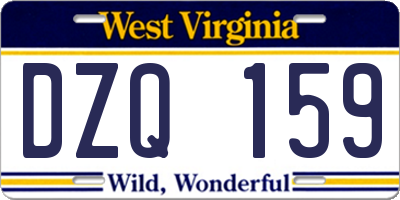 WV license plate DZQ159